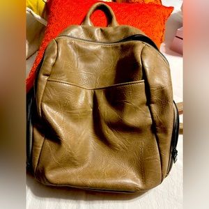 Like new without tags tan vegan leather backpack purse